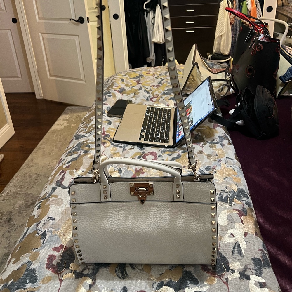 Valentine Rocketed Bag with Detachable Shoulder strap - Cream